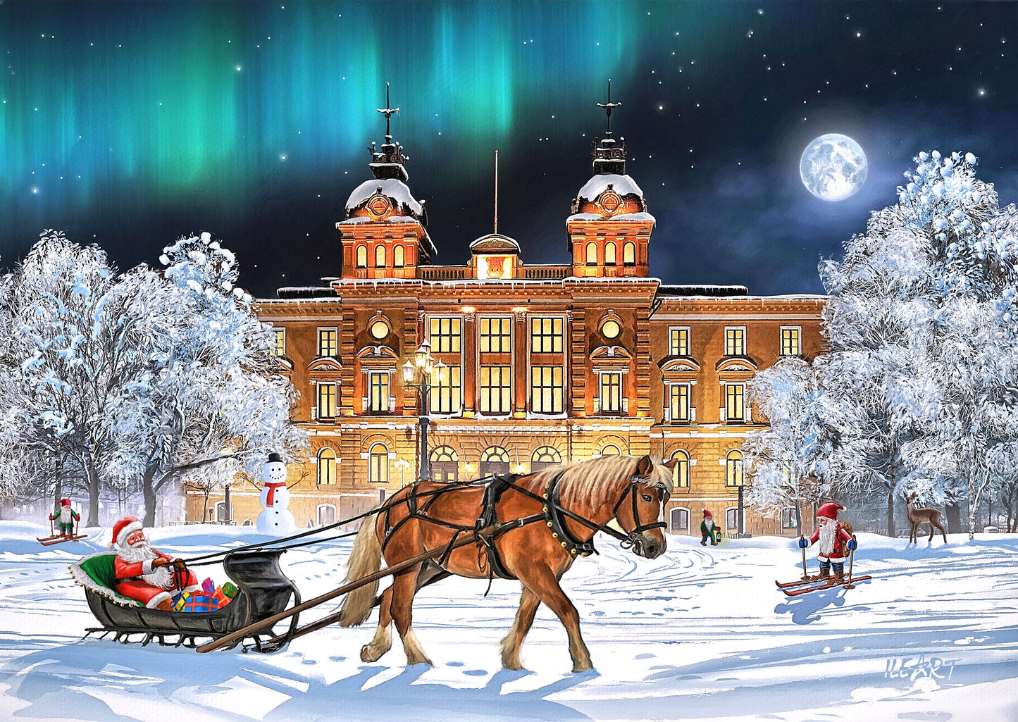 Joulukortti Oulun kaupungintalo