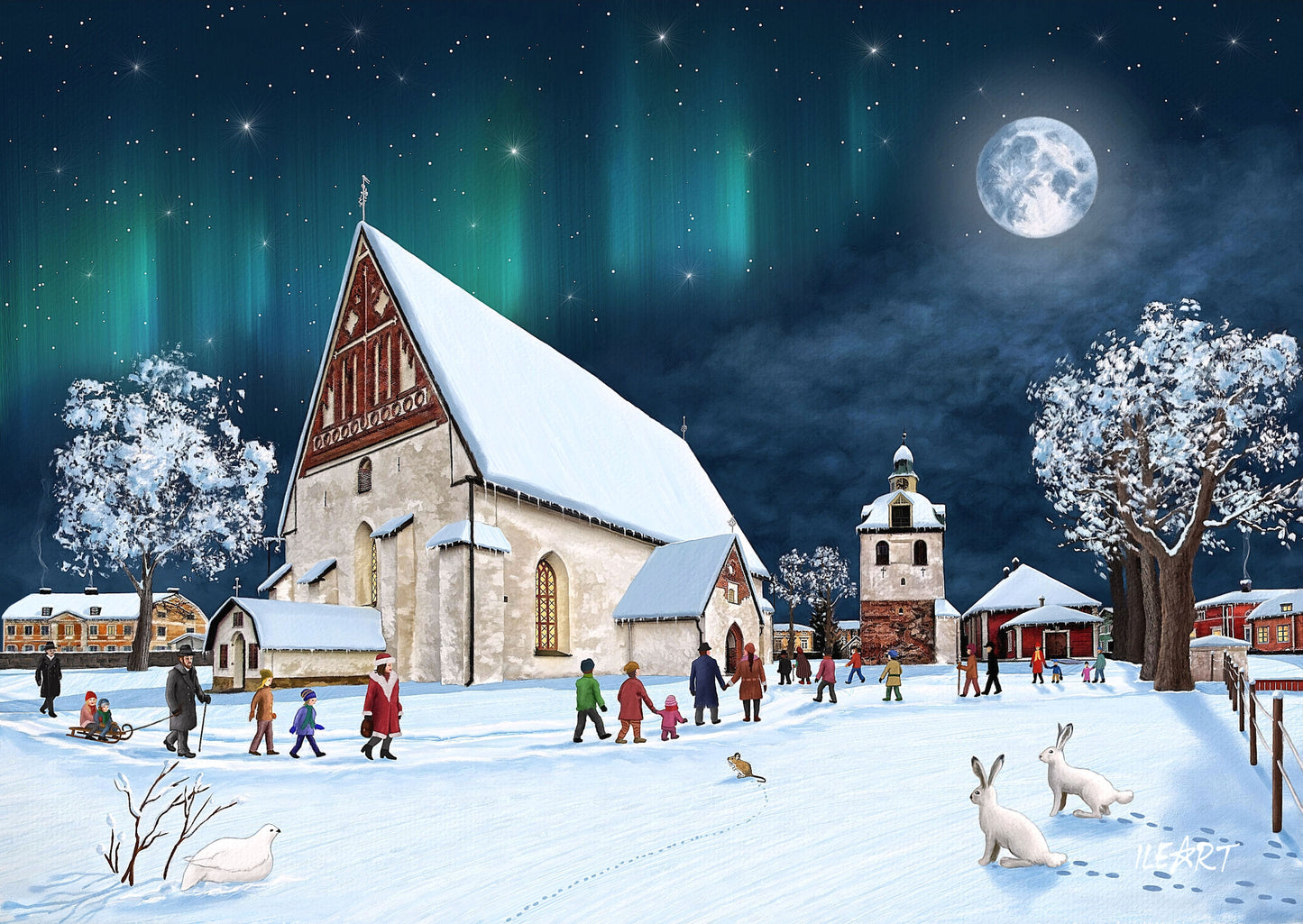 Joulukortti Porvoon tuomiokirkko