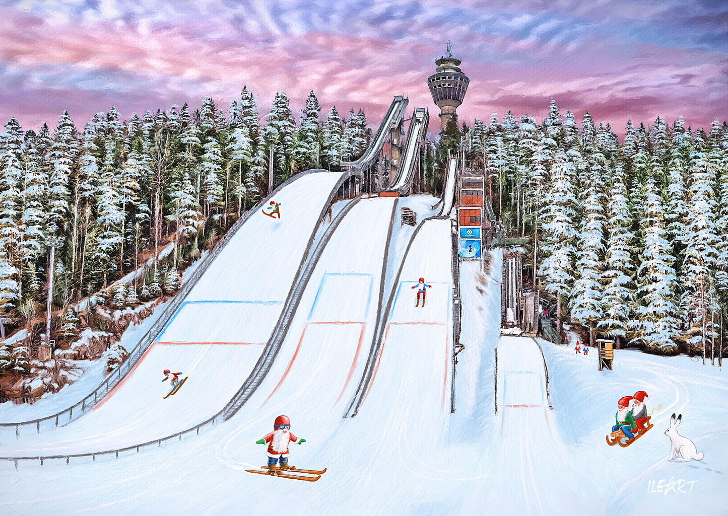 Joulukortti Puijon hyppyrimäet, Kuopio