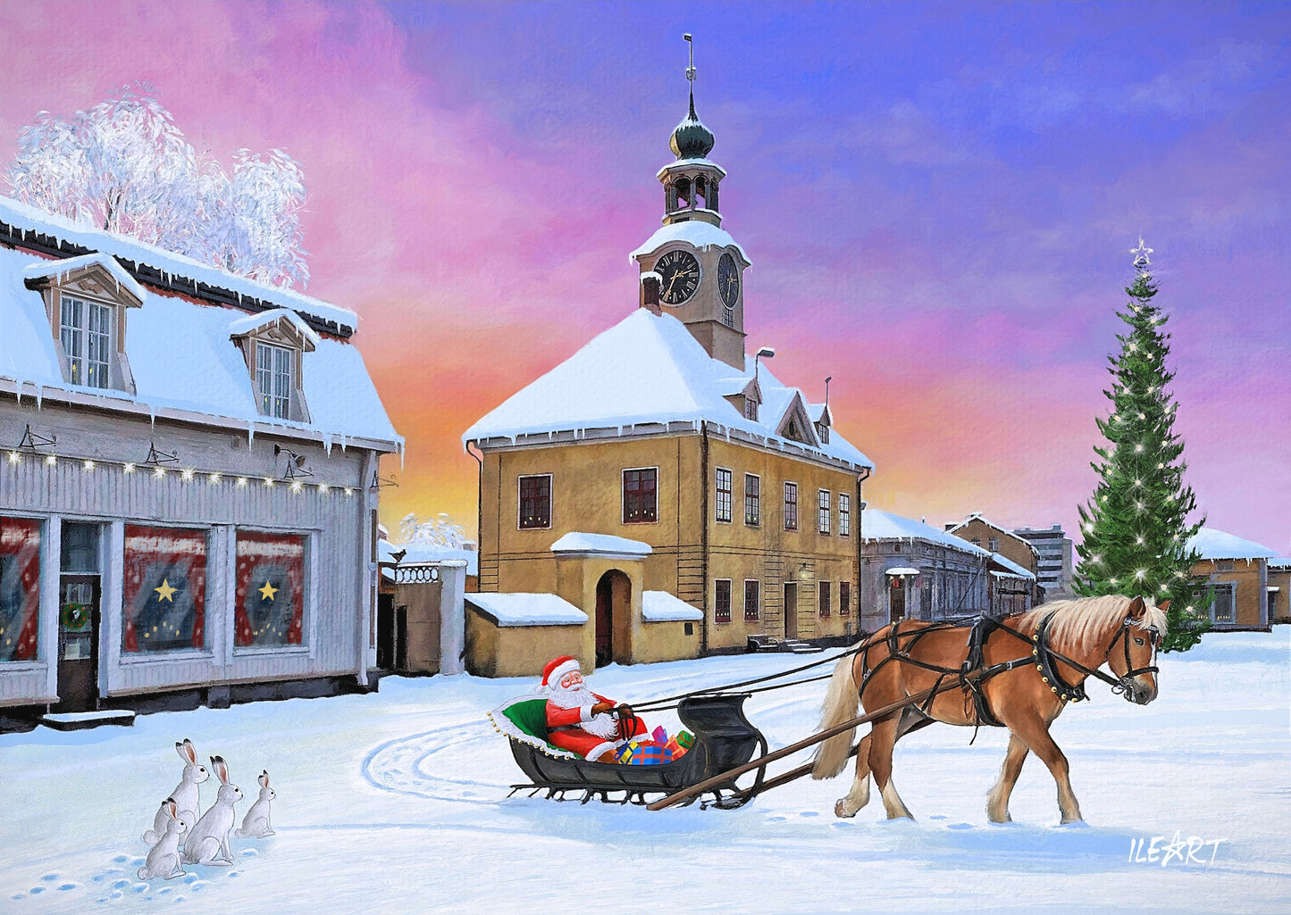 Joulukortti Rauman Raatihuone