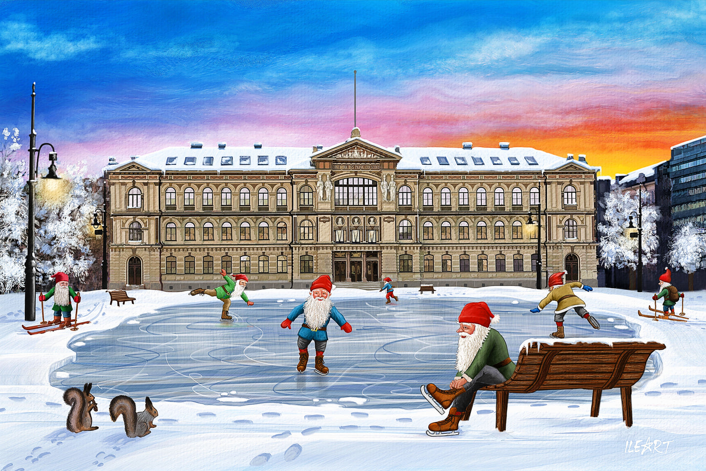 Joulukortti Ateneum ja Jääpuisto, Helsinki