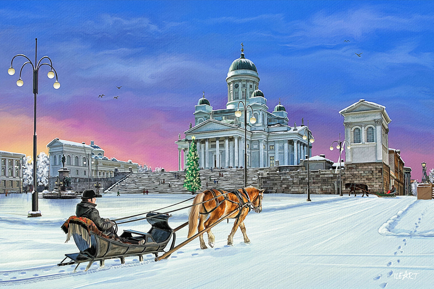 Joulukortti Helsingin tuomiokirkko