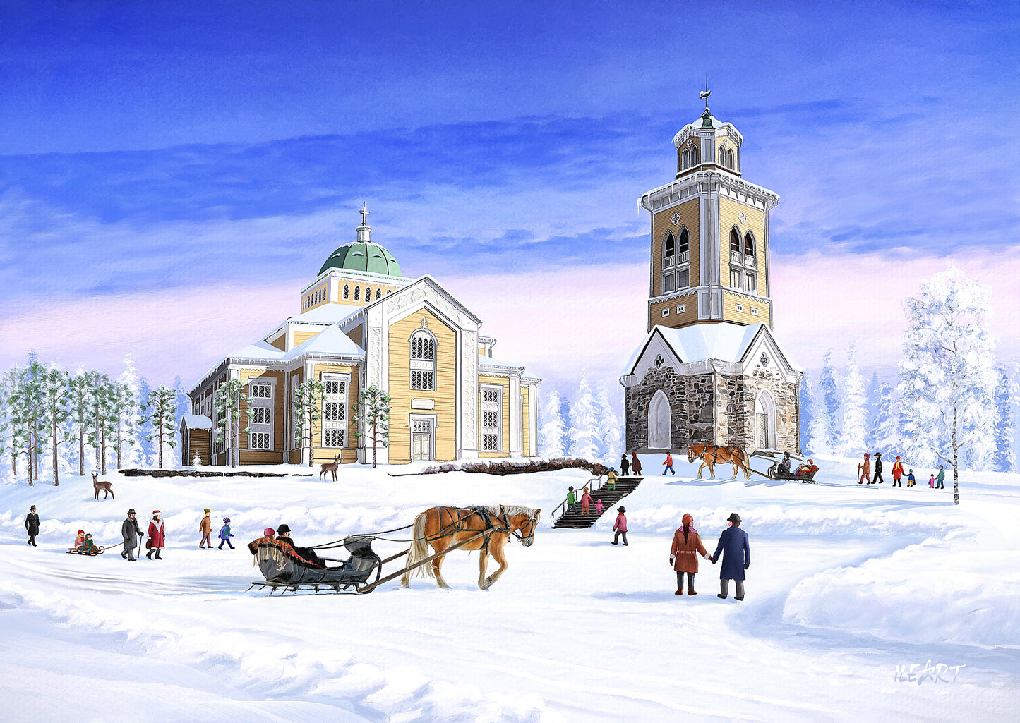 Joulukortti Kerimäen kirkko