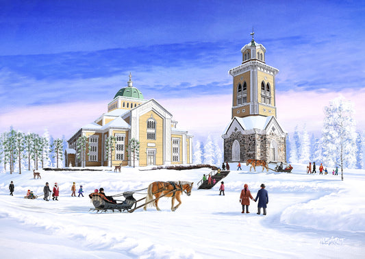 Joulukortti Kerimäen kirkko