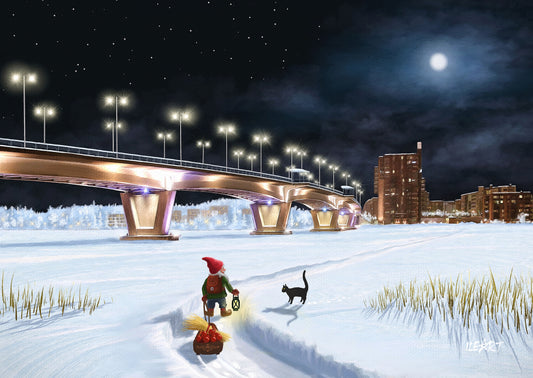 Joulukortti Kuokkalan silta, Jyväskylä