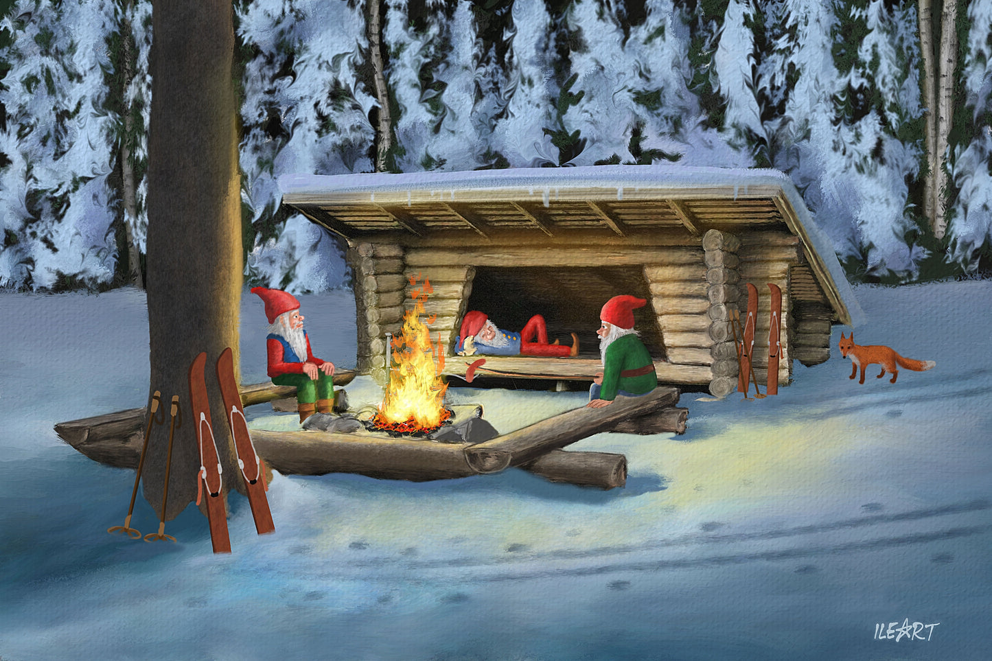 Joulukortti Pitkälänkosken laavu, Karkkila