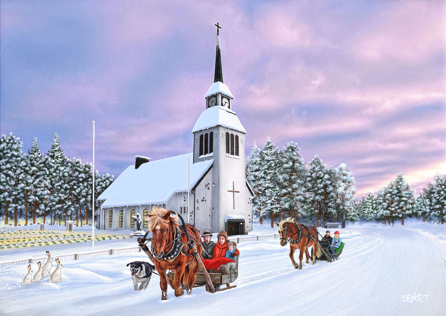 Joulukortti Pyhän ristin kirkko, Kuusamo